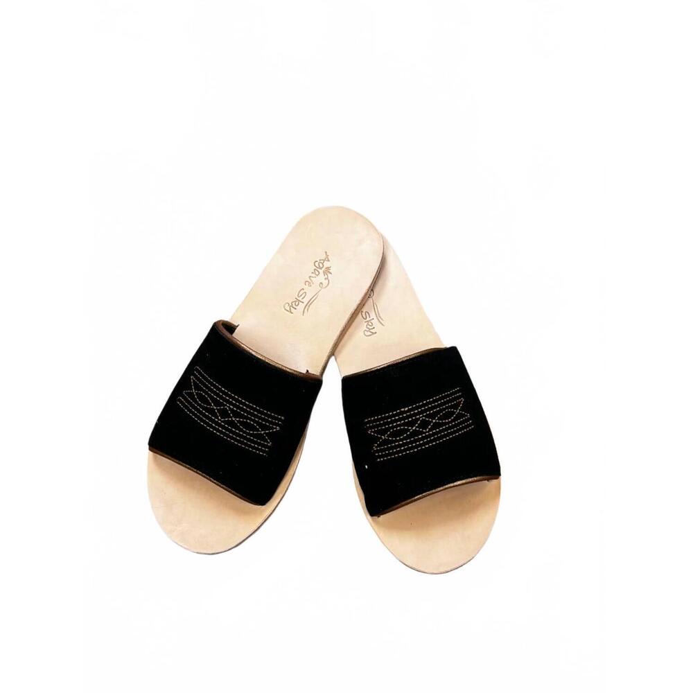 NEW AGAVE SKY women's nadia western hair on hide sandals in black/copper